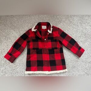 Woolrich Girls' Flannel Buffalo Check Overshirt with Fringe